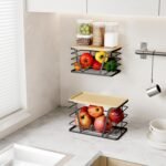 2 Pack Stackable Storage Laundry Kitchen Organizers, Wall Mount Trash Bag Holder with Bamboo Top and Garbage Bag Dispenser No Drill - Image 4