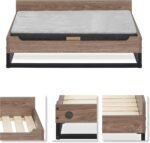 Milo Wooden Dog Bed, Plush Mattress Comforts The Pets with Bone Diseases, Water Resistant, Greenguard Gold Certified, Mattress, Non - Toxic Pet Proof Paint, Walnut - Image 5