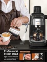 3.5Bar Espresso Machine with Milk Frother, 800W Compact Espresso and Cappuccino Machine with Preheating Function, 4 Cup Espresso Maker for Cappuccino or Latte, Gift for Coffee Lover - Image 4