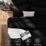 CozyLux Queen Comforter Set Black, 7 Pieces Bed in a Bag, Black Comforter Queen Size, All Season Bedding Sets with Stitch Quilted Comforter, Flat Sheet, Fitted Sheet, Pillowcases - Image 3