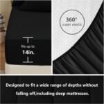 CozyLux Queen Comforter Set Black, 7 Pieces Bed in a Bag, Black Comforter Queen Size, All Season Bedding Sets with Stitch Quilted Comforter, Flat Sheet, Fitted Sheet, Pillowcases - Image 5