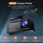Dash Cam 1296P Front Dashcam, V300 WiFi Dash Camera for Cars with App, Night Vision, Mini Hidden Single Car Camera, Loop Recording, 24H Parking Mode, Support 256GB Max, Black - Image 3