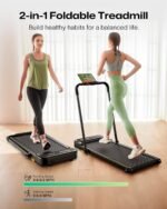 UREVO Strol 2E Smart 2-in-1 Folding Treadmill, Compact Walking Pad with Safety Handle, Plug and Play, Dual LED Display, Workout APP, Walking or Running for Home Office, Remote Included - Image 4