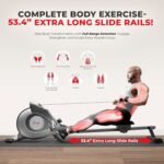 Sunny Health & Fitness Flip & Foldable Rowing Machine for Home w/Extended Slide Rail, Full-Body Workout, Low-Impact, Optional Extra Long Rail, Quiet Rail Cover, Water Motion and Free SunnyFit App - Image 3