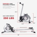 Sunny Health & Fitness Flip & Foldable Rowing Machine for Home w/Extended Slide Rail, Full-Body Workout, Low-Impact, Optional Extra Long Rail, Quiet Rail Cover, Water Motion and Free SunnyFit App - Image 6