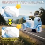 12V 2-Seater Ride On Motorcycle Kids Ride on Toy Battery Powered Electric Dirt Bike Kids ATV Off-Road Street Bike with 3 Wheels, Storage Trunk, Built-in Music for Boys and Girls, Blue - Image 3
