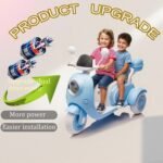 12V 2-Seater Ride On Motorcycle Kids Ride on Toy Battery Powered Electric Dirt Bike Kids ATV Off-Road Street Bike with 3 Wheels, Storage Trunk, Built-in Music for Boys and Girls, Blue - Image 5