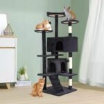 BestPet | 54" Cat Tree Tower | Dark Gray | Sturdy, Easy to Assemble, Multi-Level Activity Center with Sisal Scratching Posts, Condos, Perches, Hanging Cat Toys, Observation Decks & Ladder - Image 3