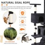 BestPet | 54" Cat Tree Tower | Dark Gray | Sturdy, Easy to Assemble, Multi-Level Activity Center with Sisal Scratching Posts, Condos, Perches, Hanging Cat Toys, Observation Decks & Ladder - Image 5