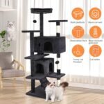 BestPet | 54" Cat Tree Tower | Dark Gray | Sturdy, Easy to Assemble, Multi-Level Activity Center with Sisal Scratching Posts, Condos, Perches, Hanging Cat Toys, Observation Decks & Ladder - Image 6