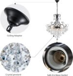 WUZUPS Crystal Chandelier 10-Light Pendant Ceiling Light Modern Lighting Fixture for Dining Room Hallway Bedroom Kitchen Bathroom, H 27.6" x W 22.8", E12 Base, Black - Image 4