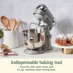 Cuisinart Stand Mixer, 12 Speeds, 5.5-Quart Mixing Bowl, Chef's Whisk, Flat Mixing Paddle, Dough Hook, and Splash Guard with Pour Spout, Silver Lining, SM-50BC, Silver Lining - Image 3