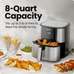Chefman TurboFry® Touch Air Fryer, XL 8-Qt Family Size, One-Touch Digital Control Presets, French Fries, Chicken, Meat, Fish, Nonstick Dishwasher-Safe Parts, Automatic Shutoff, Stainless Steel - Image 4