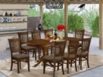East West Furniture VANC9-ESP-C 9 Piece Modern Dining Table Set Includes an Oval Wooden Table with Butterfly Leaf and 8 Linen Fabric Upholstered Dining Chairs, 40x76 Inch, Espresso - Image 3