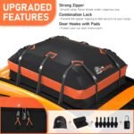 Asinking Car Roof Bag Rooftop top Cargo Carrier Bag 21 Cubic feet Waterproof for All Cars with/Without Rack, Includes Anti-Slip Mat, 10 Reinforced Straps, 6 Door Hooks, Luggage Lock - Image 3