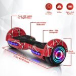 Spider-Pattern Hover Board for Kids Ages 6-12, with Bluetooth Speaker and LED Lights 6.5" Hover Board, UL2272 Safety Certified (Red) - Image 3