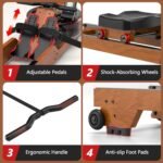 Water Rowing Machine for Home, WENOKER Foldable Wooden Rower with Bluetooth APP & LCD Monitor, Large Water Tank, Comfortable Seat, 350LBS Capacity, Compact Space-Saving Design - Image 3
