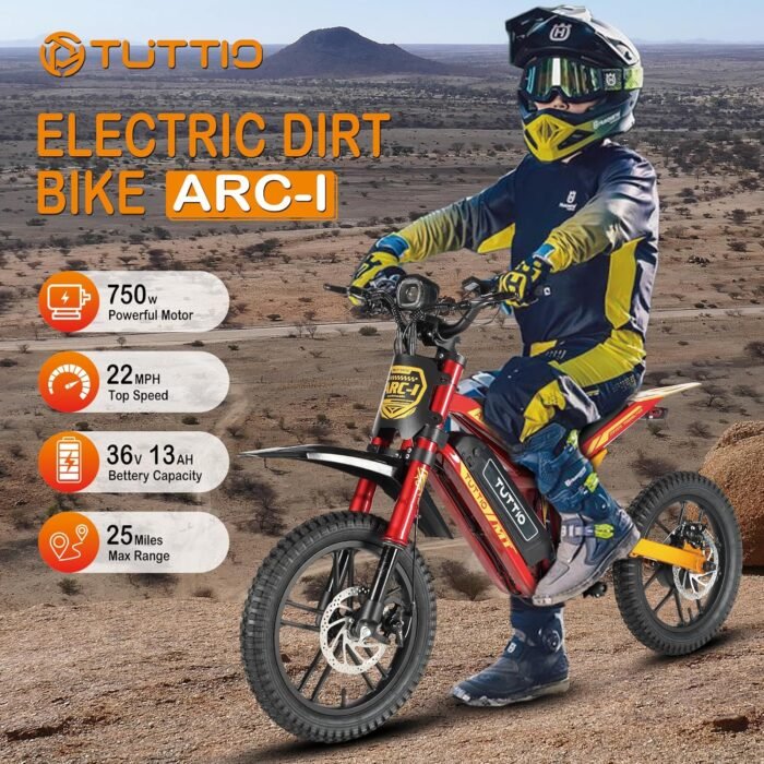 ARC-I 36V Electric Dirt Bike for Kids 5-8, 750W Electric Motorcycle for Kids, 22MPH, Up to 25 Miles, 5-Speed Modes Mini Dirt Bike, 16" Pneumatic Tires, Max Weight 165LBS - Image 3