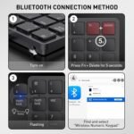 havit Bluetooth Number Pad Wireless Numeric Keypad Numpad 26 Keys Portable Mini Financial Accounting Rechargeable Numeric Pad for Windows Laptop Desktop, PC, Notebook (Black) - Image 3