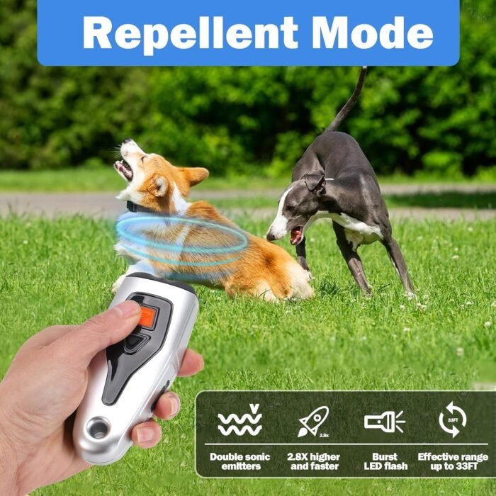 Ultrasonic Pet Training Device,3 in 1 Dual Sensor Anti Barking Device with Training/Deterrent Modes Safe Dog Whistle to Stop Barking Ultrasonic Dog Barking Deterrent with LED Flashlight - Image 7