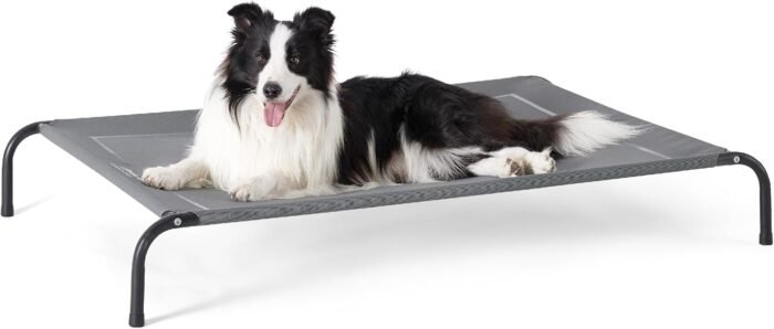 Bedsure Outdoor Elevated Dog Bed Large Sized Dog, Portable Indoor & Outdoor Cooling Raised Cot Pet Hammock Bed with Skid-Resistant Feet, Frame with Breathable Mesh, Grey, 49 inches - Image 9