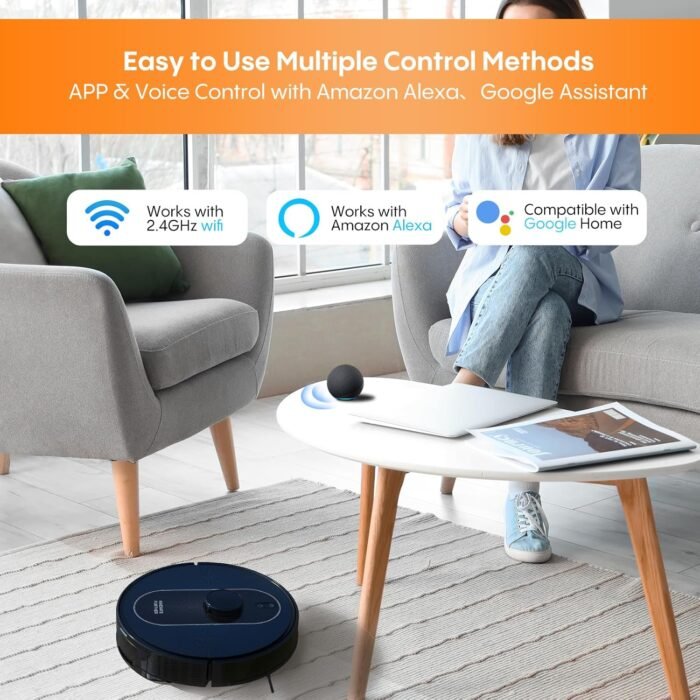 Robot Vacuum and Mop: 5000Pa Robotic Vacuum Self Emptying for 60 Days Hands-Free Cleaning, Self-Charging LiDAR Robot Vacuum Cleaner Alexa/APP Control for Hard Floor, Carpet, Pet Hair - Image 7