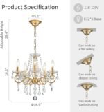ANJIADENGSHI Mini Crystal Chandelier K9 Crystal Lighting Chandelier for Living Room 5 E12 Bulbs High 16.5 in x Diameter 16.9 in, Golden - Image 3