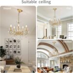 ANJIADENGSHI Mini Crystal Chandelier K9 Crystal Lighting Chandelier for Living Room 5 E12 Bulbs High 16.5 in x Diameter 16.9 in, Golden - Image 6
