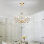 ANJIADENGSHI Mini Crystal Chandelier K9 Crystal Lighting Chandelier for Living Room 5 E12 Bulbs High 16.5 in x Diameter 16.9 in, Golden - Image 8