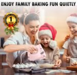 Electric Hand Mixer with Stainless Steel Whisk, Dough Hook Attachment and Storage Bag, Handheld Mixer for Baking Cakes, Eggs, Cream Food Mixers. Turbo Boost /5 Speed Kitchen Blender PINK - Image 3