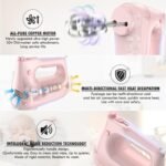 Electric Hand Mixer with Stainless Steel Whisk, Dough Hook Attachment and Storage Bag, Handheld Mixer for Baking Cakes, Eggs, Cream Food Mixers. Turbo Boost /5 Speed Kitchen Blender PINK - Image 4