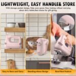 Electric Hand Mixer with Stainless Steel Whisk, Dough Hook Attachment and Storage Bag, Handheld Mixer for Baking Cakes, Eggs, Cream Food Mixers. Turbo Boost /5 Speed Kitchen Blender PINK - Image 6