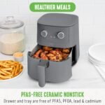 GreenLife 4.5QT Air Fryer, Mechanical Dial Controls, PFAS-Free Ceramic Nonstick Drawer, Adjustable Temp & Timer, LED Indicator, Oil-Less Cooking, Dishwasher Safe, Compact Family Size, Graphite - Image 3