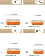 MALACASA Bakeware Set of 4, Porcelain Baking Pans Set for Oven, Casserole Dish, Ceramic Rectangular Baking Dish Lasagna Pans for Cooking Cake Kitchen, Orange(9.4"/11.1"/12.2"/14.7"), Series BAKE.BAKE - Image 3