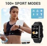 Fitness Trackers, 1.47 Inch Smartwatch, Touchscreen Activity Tracker with Thin Smartband Design, 5ATM Waterproof Fitness Watch Blood Oxygen Heart Rate Monitor for Android/iOS (Light Grey) - Image 3