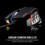Corsair SCIMITAR RGB ELITE Gaming Mouse For MOBA, MMO - 18,000 DPI - 17 Progammable Buttons - iCUE Compatible - Black - Image 3