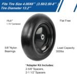 13 Inch Wheelbarrow Tires 4.00-6 Flat Free Wheelbarrow Tire, 5/8" or 3/4" Bearings Sold Tire Replacement for Wheel Barrel Wheel Barrow, Includes Adapter Kit(4.00-6 Flat Free) - Image 5