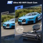 Miden X5 4K WiFi Dash Cam Front and Rear Inside, 2160P+1080P+1080P FHD 3 Channel Dash Camera for Cars, 360° All Sides Dashcam, Free 64G SD Card, G-Sensor, WDR, Night Vision, 24H Parking Monitor - Image 6