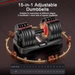 Adjustable Dumbbells Set of 2，Free Weights Dumbbells Set，Adjustable Dumbbell Set，52.5 lbs pair 105 lbs，15 in 1，for Men/Women Gym Equipment for Home Strength Training Equipment - Image 4