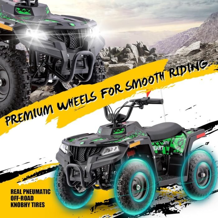 Hoverheart Electric ATV, 36V Kids Dirt Quad Bike with 500W Motor, Long Range 8-10 Miles, Electric 4-Wheeler with Parent Speed Control, Dual Suspensions for Boys Girls Off-Road and Race (Green) - Image 4