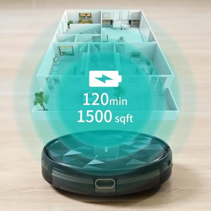 AIRROBO Robot Vacuum, 2800Pa Powerful Suction, Smart Navigation, App & Remote Control, 120 Mins Runtime, Anti-Collision & Anti-Drop, for Hard Floor/Carpet/Pet Hair - Image 3