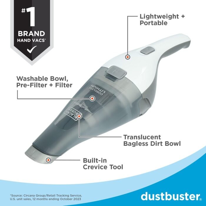BLACK+DECKER dustbuster QuickClean Cordless Handheld Vacuum, Car Vacuum Portable (HNVC215B10) - Image 3