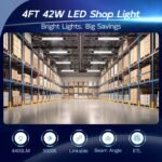 hykolity 4 Pack Linkable LED Shop Light, 4FT 42W [250W Equivalent], 4400lm, 5000K Daylight, with Plug, Utility Light Fixture, Hanging or Surface Mount, Black - Image 3