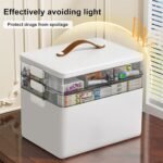CTIME 3-Tier Medicine Organizer - Portable Medicine Cabinet with Leather Handle, Empty First Aid Kit for Home - Image 4