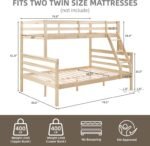 FLEXISPOT Twin Over Full Bunk Bed with Ladder,Wooden Bunk Bed with High Guardrail and Ladder for Kids, Teens, Dorm Rooms, and Guest Rooms,No Box Spring Needed,Natural - Image 3