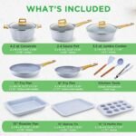 Nutrichef 22-Piece Cookware and Bakeware Set | Professional Home Kitchen Collection with Multi-Sized Pots, Pans, Non stick and Heat-Resistant Tools (Moon Grey Marble) - Image 4