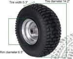 15x6.00-6 Lawn Mower Tire and Wheel Front Tire Compatible with John Deere Craftsman Husqvarna Riding Mowers Lawn Tractors - Image 3