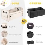 JiatuA Car Trunk Organizer, Car Organizers and Storage Collapsible Multi Compartment Container Box, Adjustable Car Accessories for SUV Sedan Truck, Standard Size, Beige - Image 5