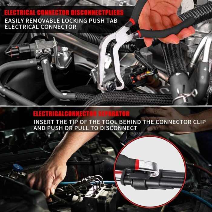 4 Pieces Electrical Disconnect Pliers for Cars, Electrical Connector Separator Tool and Automotive Electrical Connector Disconnect Pliers,Fuel Line Petrol Clip (Black 4 PCS) - Image 3