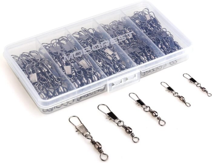 200PCS Barrel Snap Swivel Fishing Accessories, Premium Fishing Gear Equipment with Ball Bearing Swivels Snaps Connector for Quick Connect Fishing Lures - Image 9
